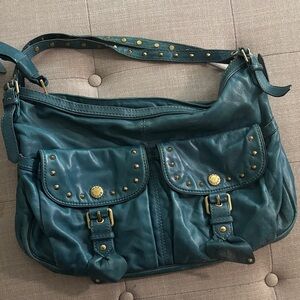 MARC by Marc Jacobs Teal Studded Leather Shoulder Bag